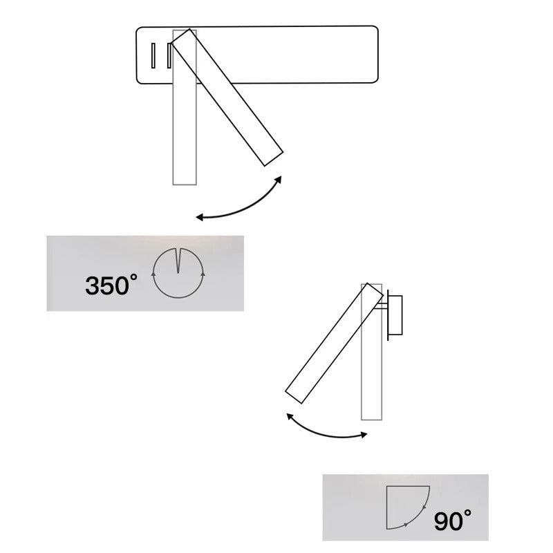 Lampe de Chevet avec Liseuse en Métal – Bras Ajustable