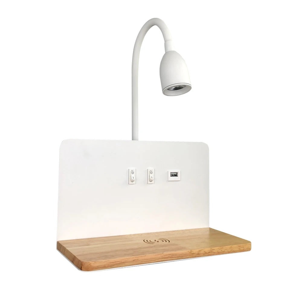 Lampe de Chevet Liseuse avec Recharge Sans Fil et USB