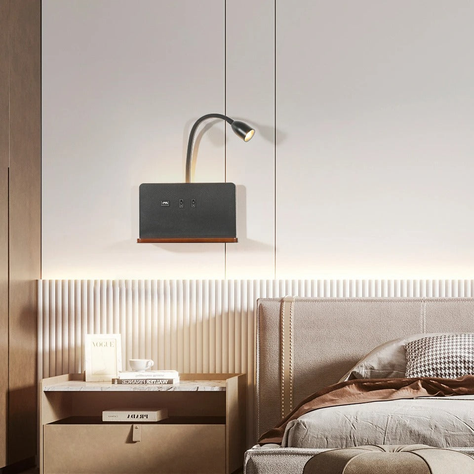 Lampe de Chevet Liseuse avec Recharge Sans Fil et USB